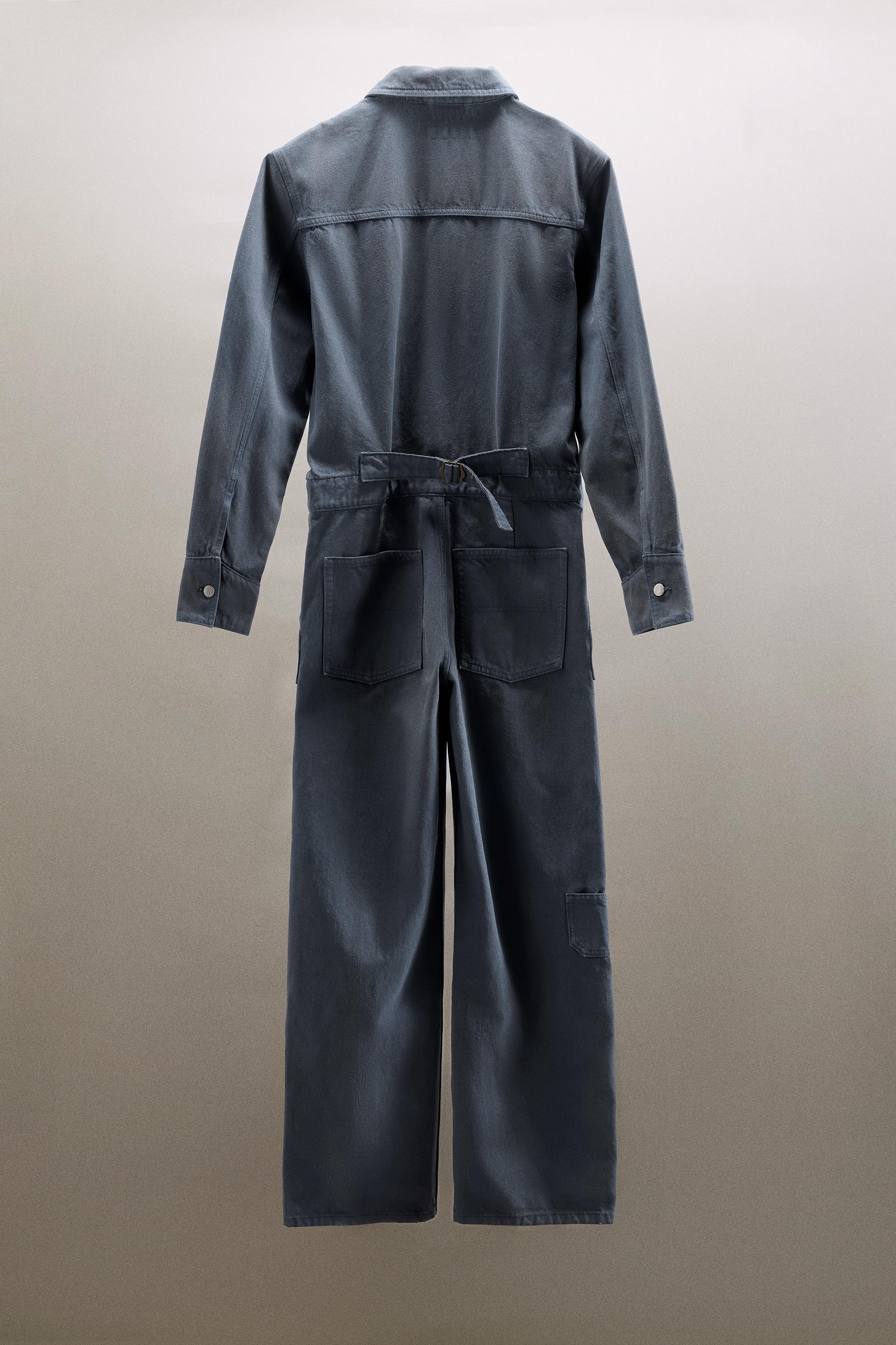 TRF WASHED EFFECT DENIM JUMPSUIT